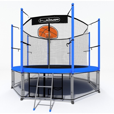 Батут с баскетбольным кольцом I-JUMP BASKET 8ft синий