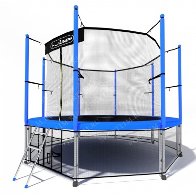 Батут i-JUMP Elegant 10ft 3,06м с нижней сетью и лестницей (blue)